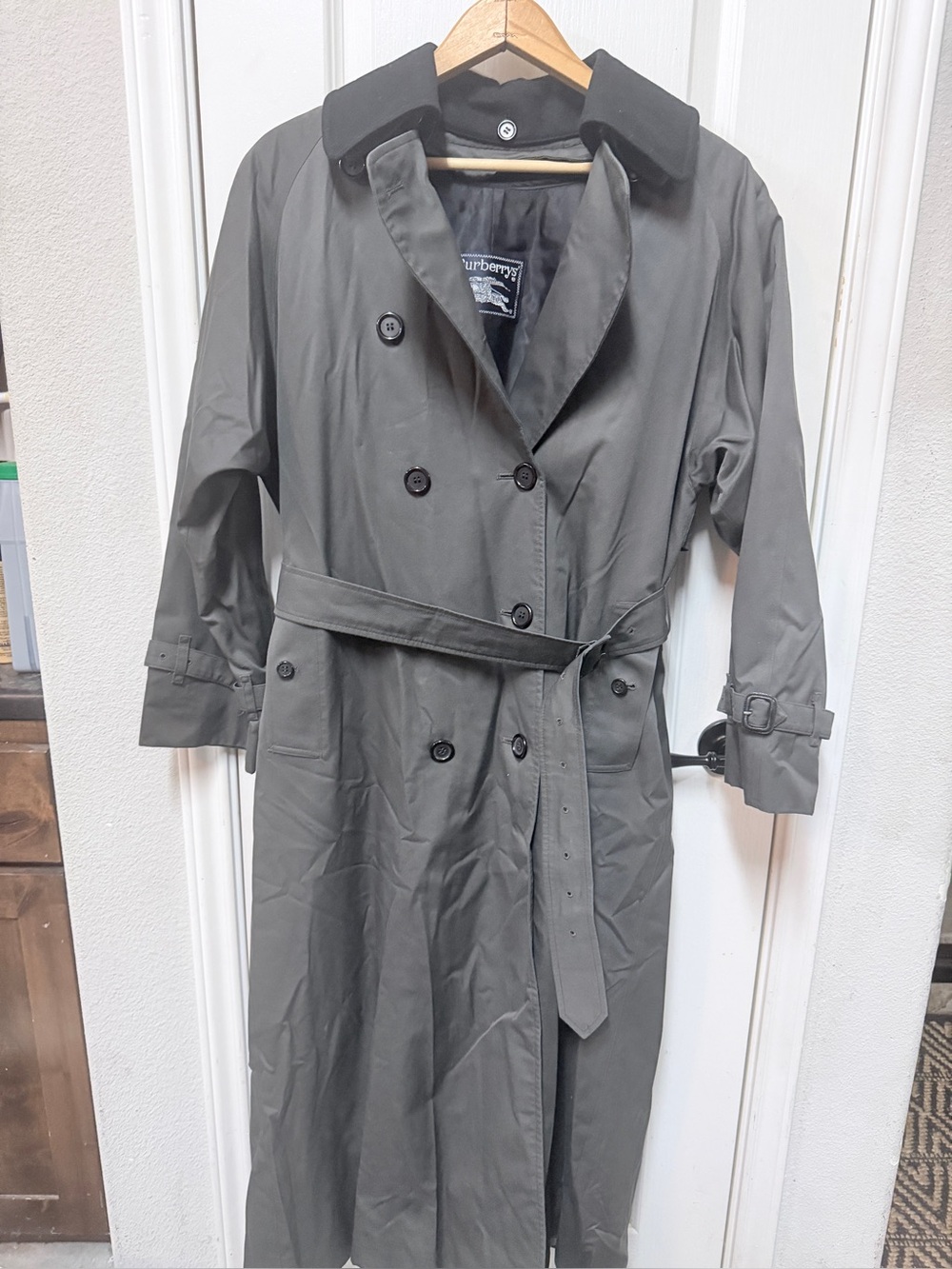 Burberry Men’s Gray Trench Coat with Belt